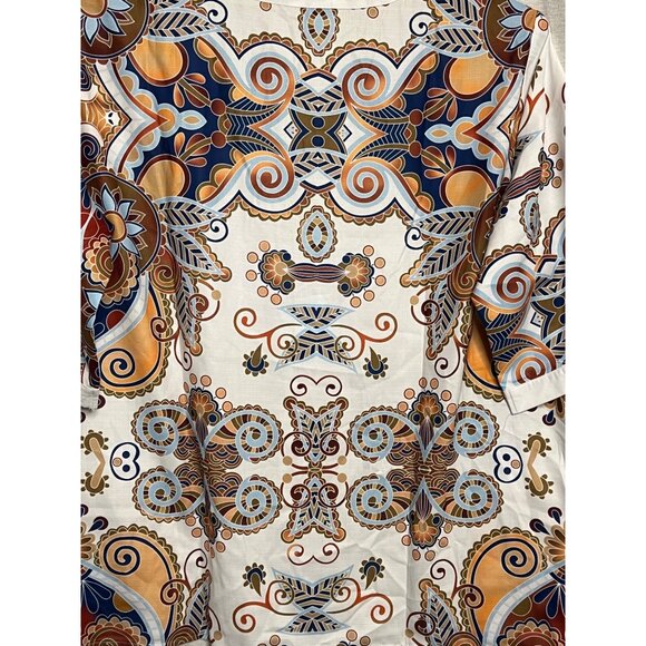 VGT-Inspired Multicolor Paisley Short-Sleeve Blouse With Lace-Up Neckline 3XL - Picture 8 of 16